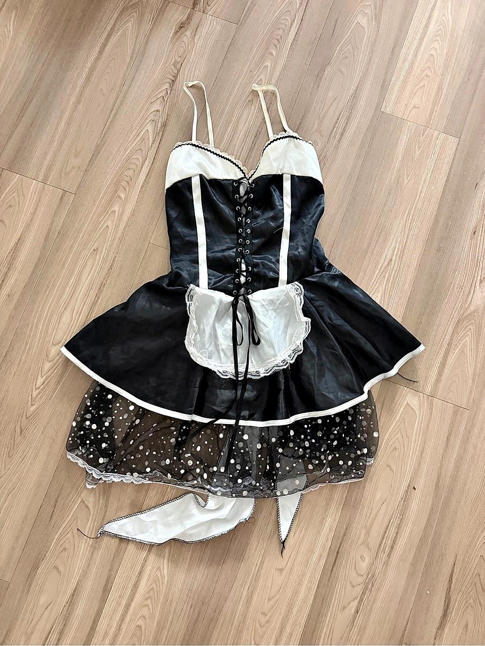 Black & White Mini Costume Dress corset apron S